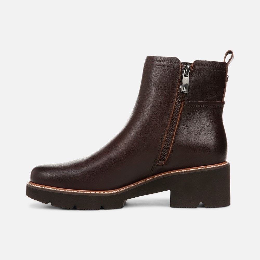NEW Naturalizer Darry Bootie Dark Brown Leather Waterproof Ankle Boots 12W - Picture 2 of 7